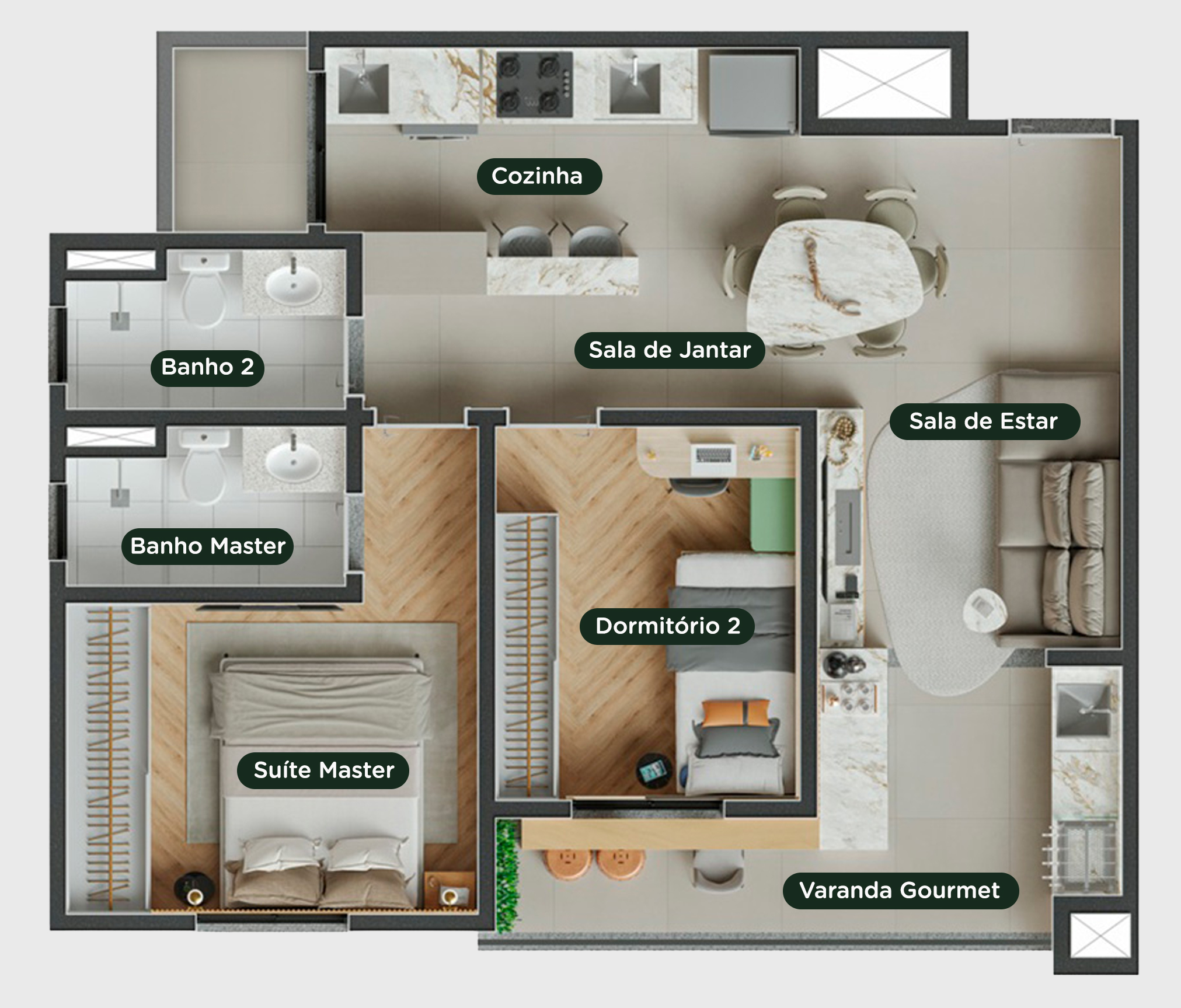 Planta 57m²